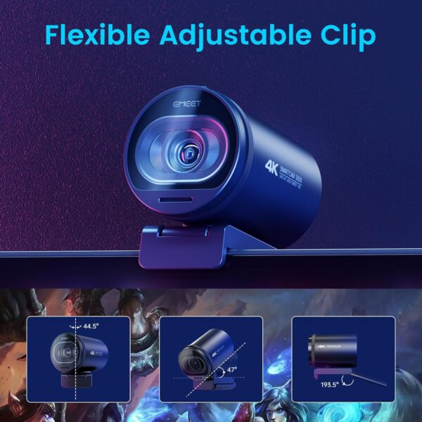 EMEET S600 4K Webcam for Streaming - Sony 1/2.5'' Sensor, PDAF Autofocus, 1080P@60FPS, 2 Noise Reduction Mics, Built-in Privacy Cover, 73° FOV, Streaming Camera for Live Commerce/Gaming/Beauty - Image 8