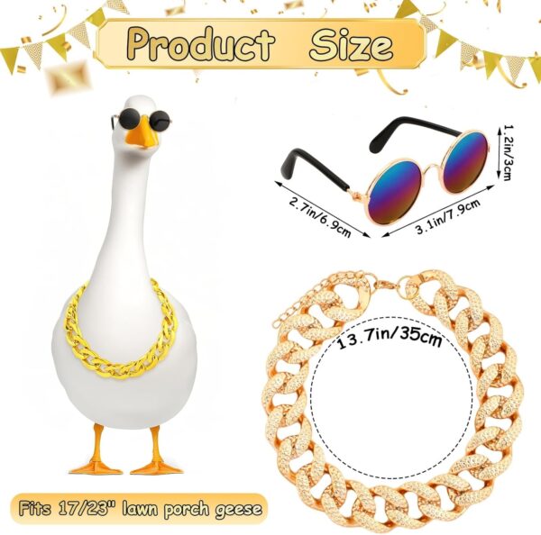 4 Pcs Porch Goose Outfits,Goose Outfits Chain Collars and Sunglasses for 23 or 17 inches Goose Statue, Goose Outfits Accessories for Pet Cosplay Party Lawn Outdoor Garden Yard - Image 3