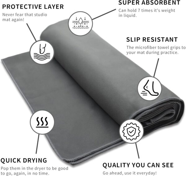 MIAOMIAO Non-Slip Hot Yoga Towel Set, Super Absorbent Microfiber in, 24.5" x 72" - Anti-Slip, Injury Free Design for Pilates, Yoga Mats, Exercise, and Fitness Gear - Image 2
