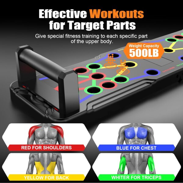 Solid Push Up Board 15 in 1 Home Workout Equipment Multi-Functional Pushup Stands System Fitness Floor Chest Muscle Exercise Professional Equipment Burn Fat Strength Training Arm Men & Women Weights - Image 2