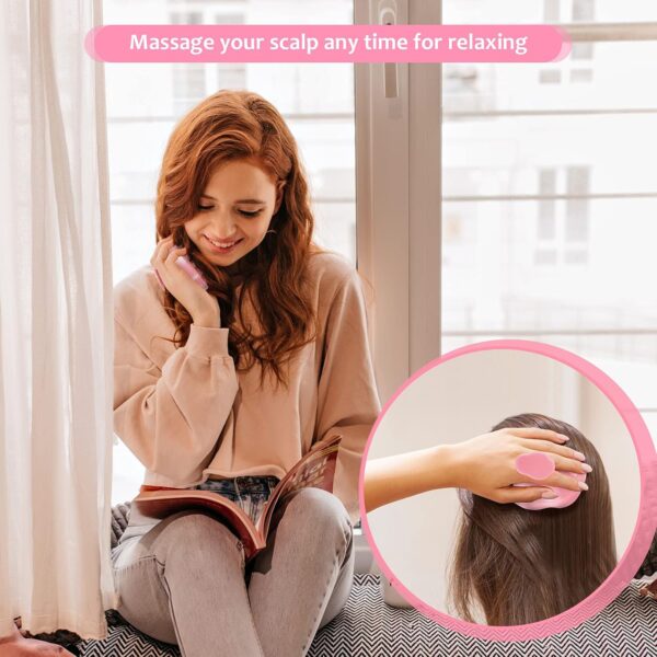 Soft Silicone Hair Scalp Massager Shampoo Brush for Wet Dry Oily Curly Straight Thick Thin Rough Long Short Natural Men Women Kids Pets Hair Care Tools（Pink - Image 4