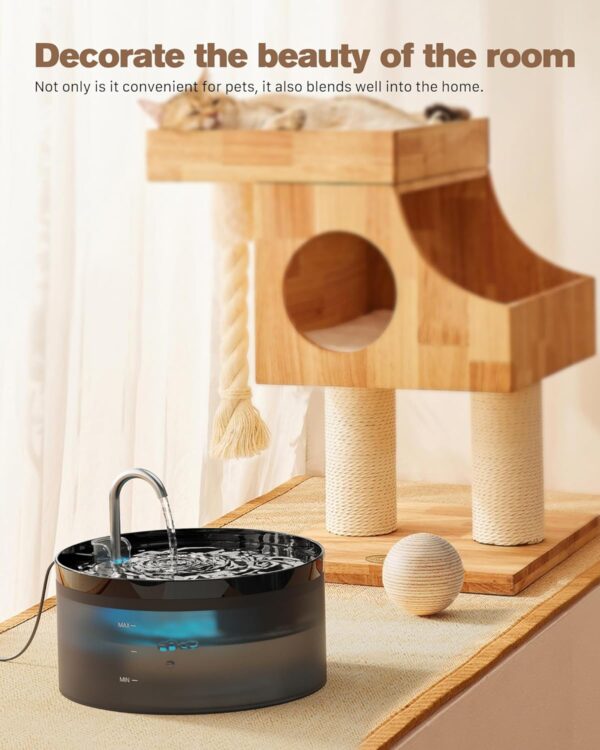 Cat Water Fountain: 108oz/3.2L Cat Fountain Super Silent Pet Drinking Dispenser - Water Fountains for Kitty Indoor - Quiet Pump and Faucet Design - Suitable for Cats and Dogs - BEMOONY - Image 2