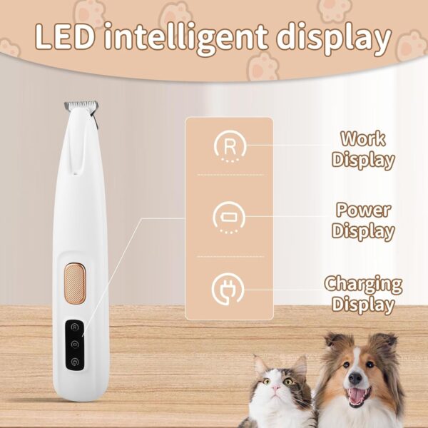 Upgraded Electric Dog Paw Trimmer, Paw Trimmers for Dog's Feet, Rechargeable Pet Shaver with LED Light, Low Noise Pet Hair Clippers for Paws Eyes Ears Face Rump - Image 4