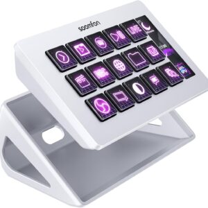 SOOMFON Stream Controller Stream Control Deck with 15 LCD Macro Keys Customizable for Content Creators Streaming Gaming to Trigger Actions in OBS, YouTube, Twitch and More, Compatible with PC & MAC