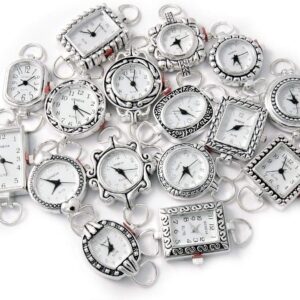 10 Mix Silver Tone Geneva Elite Watch Faces for Beading, Loops and Battery Included