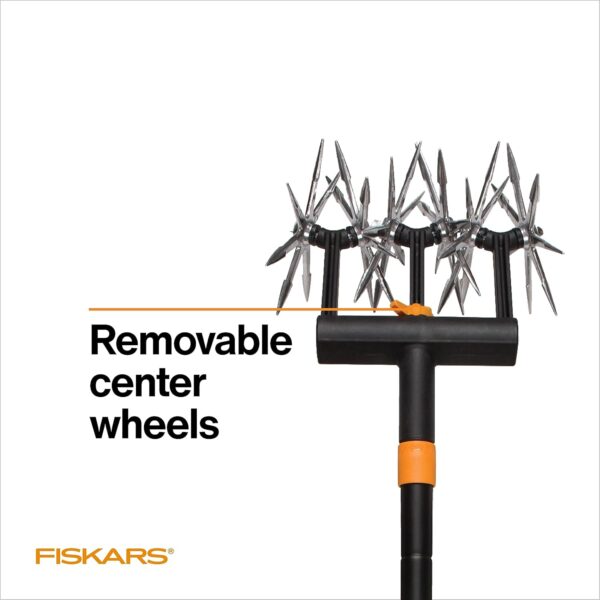 Fiskars Tiller Cultivator for Garden and Lawn, Extendable (40"- 60") Gardening Hand Tool, Telescoping Rotary Hand Cultivator Tool for Soil or Reseeding Grass - Image 3