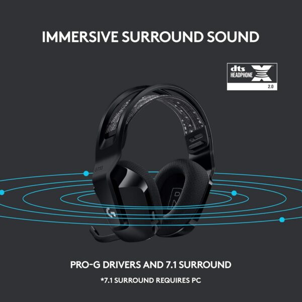 Logitech G733 Lightspeed Wireless Gaming Headset, Suspension Headband, Lightsync RGB, Blue VO!CE Mic, PRO-G Audio – Black, Gaming Headset Wireless, PC, PS5, PS4, Switch Compatible - Image 10