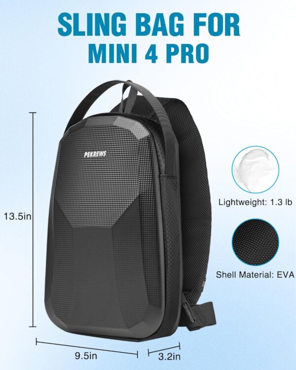 Mini 4 Pro Case, Waterproof Hard Carrying Case, Portable Travel Drone Sling Backpack, Crossbody Bag Compatible with DJI Mini 4 Pro, RC 2/ RC-N2 Controller, Fly More Combo and Accessories - Image 8