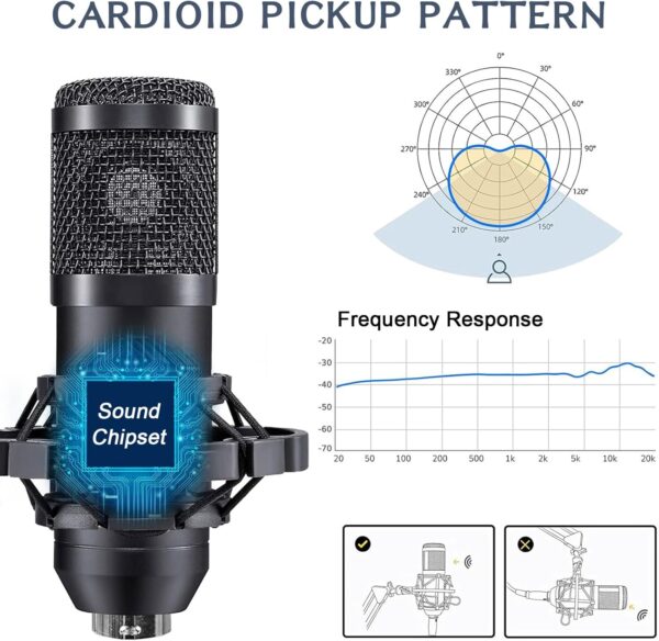 Podcast Equipment Bundle For 2, ALPOWL Audio Interface with Cardioid Designer BM800 Mic for Gamer and All-In-One DJ Mixer, perfect for Live Streaming, Singing, YouTube, Gaming - Image 3