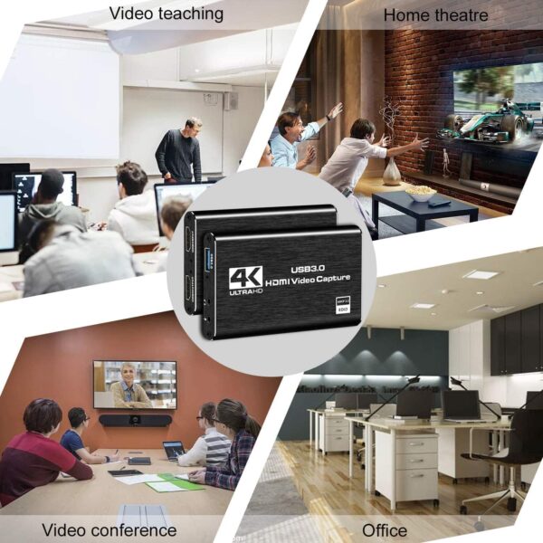 4K HDMI Capture Card for Streaming, Full HD 1080P 60FPS USB 3.0 Cam Link Game Audio Video Capture Card, Work with Camera/Nintendo Switch/Xbox/PS4/PS5/PC/OBS (Black) - Image 6