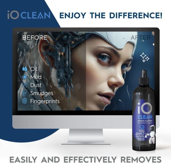 Screen Cleaner Spray (16oz - 473ml) – Best Large Cleaning Kit for LCD LED OLED TV, Smartphone, iPad, Laptop, Touchscreen, Computer Monitor, Electronic Devices, Microfiber Cloth Wipes and 2 Nozzles - Image 5