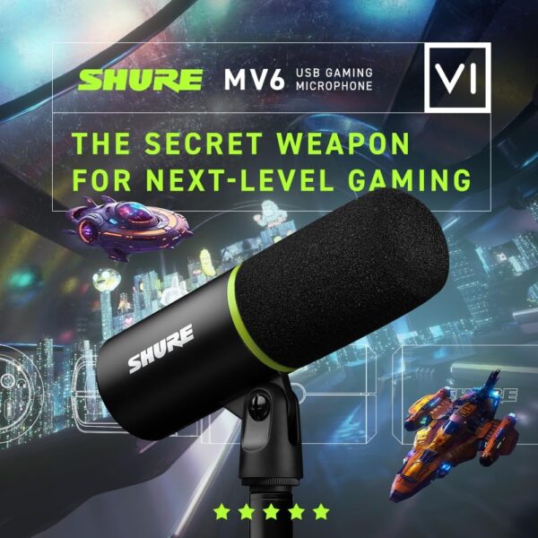 Shure MV6 Gaming Microphone, Dynamic USB PC Mic for Video Games & Streaming - Desktop Stand, Background Noise Cancellation, Tap-to-Mute & 3.5mm Output for Real-Time Headphone Monitoring - Image 6