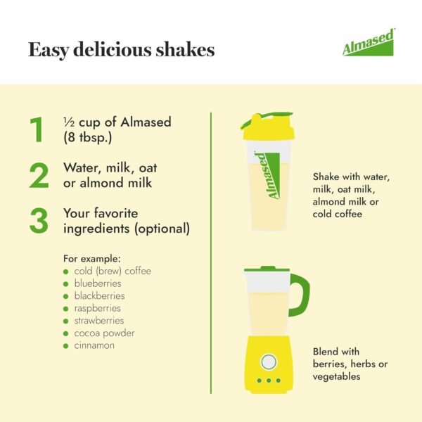 Almased Vanilla Meal Replacement Shake - Low-Glycemic High Plant Base Protein Powder- Nutritional Weight Health Support Supplement - Vanilla Flavor - 17.6 oz (1.1 Pound (1 Pack)) - Image 6