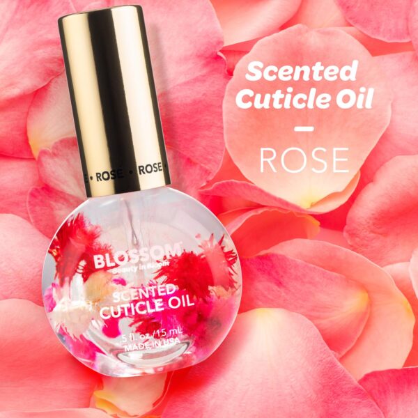 Blossom Cuticle Oil for Nails, Hydrating, Moisturizing, Scented Nail Oil Cuticle Care, Infused with Real Flowers, Made in USA, 0.5 fl. oz, Rose - Image 2