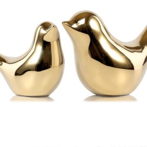 FANTESTICRYAN Small Birds Statues Gold Home Decor Modern Style Figurine Decorative Ornaments for Living Room, Bedroom, Office Desktop, Cabinets