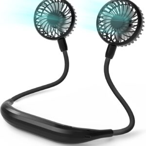 COMLIFE Portable Neck Fan, 2600mAh Battery Operated Ultra Quiet Hands Free USB Fan with Strong Wind, 360° Adjustable High Flexibility Wearable Personal Fan for Home Office Outdoor Travel (Black)