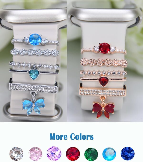 Watch Band Charms, Decorative Rings Loops Charms Compatible with Apple Silicone Watch Bands for Women 49mm 45mm 44mm 42mm 41mm 40mm 38mm , Metal Jewelry Watch Band Accessories Charms for iwatch band Series se 9 8 7 6 5 4 3 2 1 Samsung Galaxy watch 5/Pro/4 fitbit - Image 6