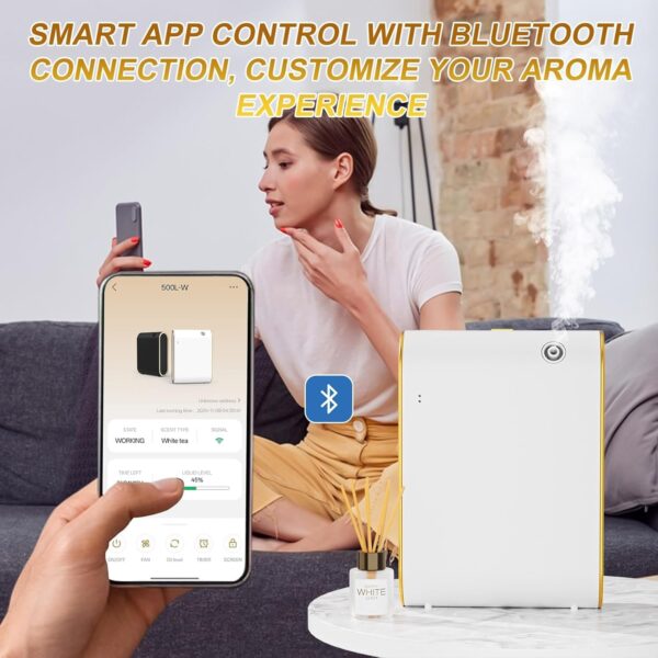 Smart Scent Air Machine for Home, 1500 Sq. Ft Hotel Collection Diffuser with Cold Air Tech, Whole House Fragrance & Low Noise, Bluetooth Scent Air Diffuser for Home, Hotel, Office, Spa(White) - Image 4