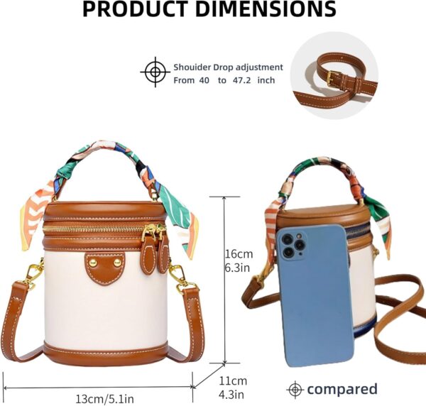 Colorblock Bucket Bag For Women, 2025 New Summer Niche Design Cylinder Bag,Ribbon Handle, Fashionable Crossbody Bag - Image 2
