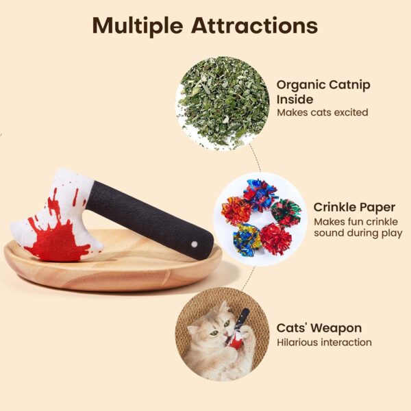Potaroma 4Pcs Cat Toys, Horror Knife-Shaped Kitten Catnip Crinkly Sound Toys, Indoor Exercise for All Cat Breeds 6.5 Inches - Image 2