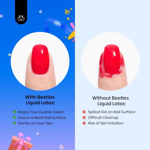 Beetles Liquid Latex for Nail 15ml - Peel off Nail Polish Cuticle Guard with Plastic Nail Care Stick Nails Design Air-Dry Liquid Latex Barrier for Protector Fingers - Image 2