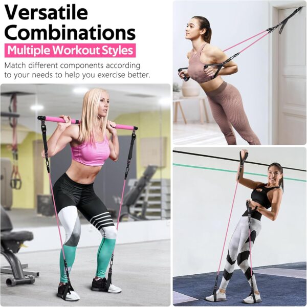Pilates Bar Kit with Resistance Bands, Multifunctional Pilates Bar for Women & Men with Heavy-Duty Metal Adjustment Buckle, Pilates Home Equipment for Full BodyWorkouts - Image 6