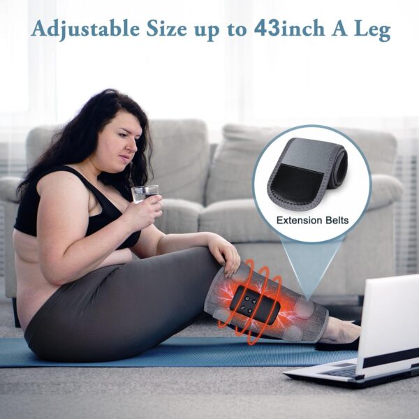 Air Compression Leg Massagers for Circulation and Pain Relief with Heat, Cordless Wearable Thigh or Calf Leg Massagers, 4 Modes 3 Intensities Relax for Home Office Gym, Gift for Men Women (Pair) - Image 4