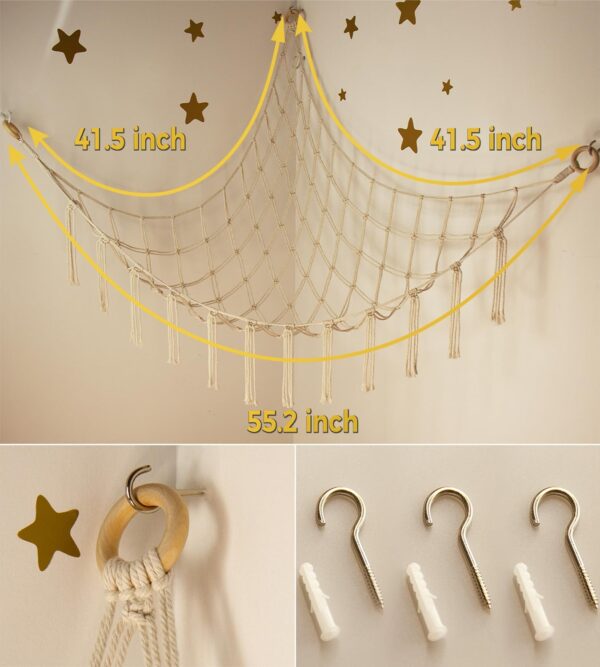 Stuffed Animal Storage Hammock or Net Corner - Large Toy Hammock Net for Stuffed Animals Room Decor - Cute Stuff Animal Organizer Plush Holder - Kids Baby Nursery Essentials Wall Bedroom Home Decor - Image 5
