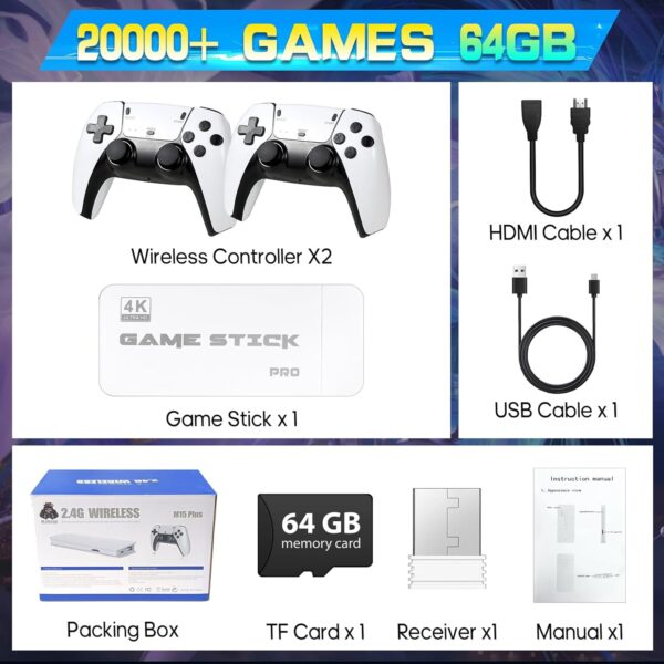 Retro Gaming Console, 20,000+ Retro Game Stick, 23 Emulators, 4K HD HDMI TV Game Stick, Includes 2 Wireless 2.4GHz Controllers,Plug & Play Video Games for TV(64GB) - Image 6