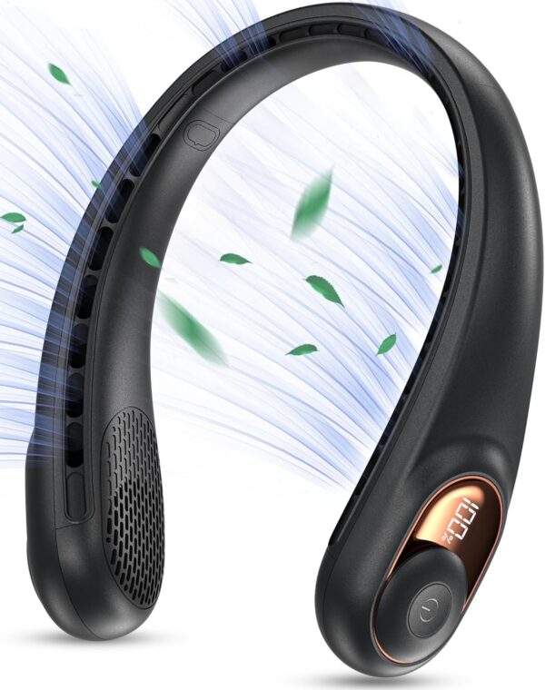 KIDEE Neck Fan, Portable Bladeless Neck Fans, Upgrade 360° Airflow, Super Quiet, 3 Speeds, 4000mAh Personal Wearable Neck Fan, Upgraded Cooling Air Volume USB Rechargeable Hands Free Fan - Image 7
