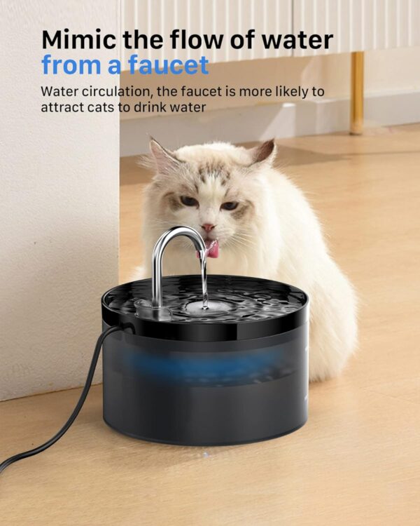 Cat Water Fountain: Dog Bowl Fountains - Automatic Pet Dispenser - Dogs Drinking Waterer Bowls Indoor - Auto Watering Dish Supplies - Easy Cleaning Animal Machine - Quiet 67oz/2L Kitty Drink Fountain - Image 3
