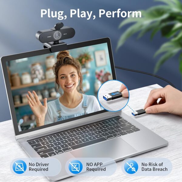EMEET NOVA 4K Webcam for PC - Ultra 4K HD, PDAF Autofocus, Dual Noise-Cancelling Mics, 73° FOV, Auto Light Correction, USB-A, Privacy Cover, Ideal for High-End Business Meetings&Live Streaming - Image 5