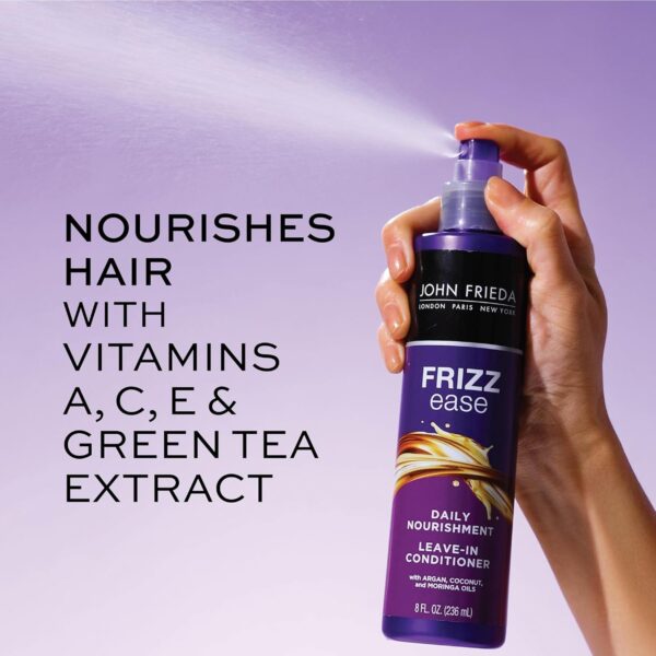 John Frieda Frizz Ease Daily Nourishment Leave-In Conditioner, Detangles Frizzy, Damaged Hair, Reduces Breakage, Protects Against Heat, with Vitamins A, C, E & Green Tea Extract, 8 Oz - Image 2