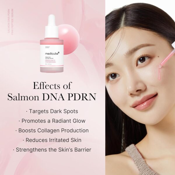 medicube Salmon DNA PDRN Pink Peptide Serum, Pink glow serum, Peptide, Niacinamide, Hydrating & Moisturizing & Firming, Uneven Skin Tone, Korean Skincare | 1.01 fl.oz. (1.01 fl.oz., Salmon DNA PDRN) - Image 4