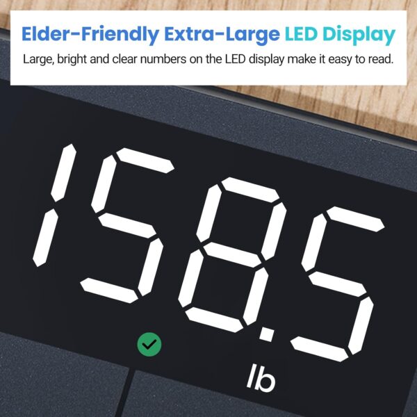 Etekcity Scale for Body Weight, Digital Bathroom Scales for People, Most Accurate to 0.05lb, Bright LED Display & Large Clear Numbers, Upgraded Quality for the Elderly Safe Home Use, 400 lbs - Image 3
