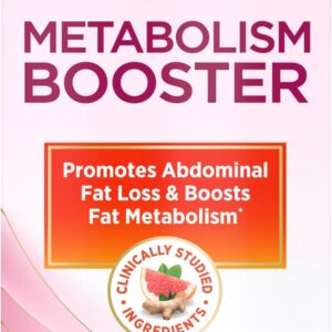Nature's Bounty Optimal Solutions Metabolism Booster Supplement, Boosts Fat Metabolism, Promotes Abdominal Fat Loss, With Citrus Extracts and Black Ginger, 60 Capsules