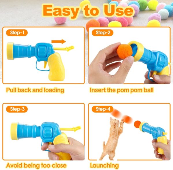 31Pcs Cat Ball Toy Launcher Gun,Cat Balls Fetch Toy,30Pcs Plush Fuzzy Balls Launcher Cat Toy for Cats with 1 Gun,Funny Interactive Cat Toys for Bored Indoor Adult Cats,Cute Kitten Kitty Toys - Image 6