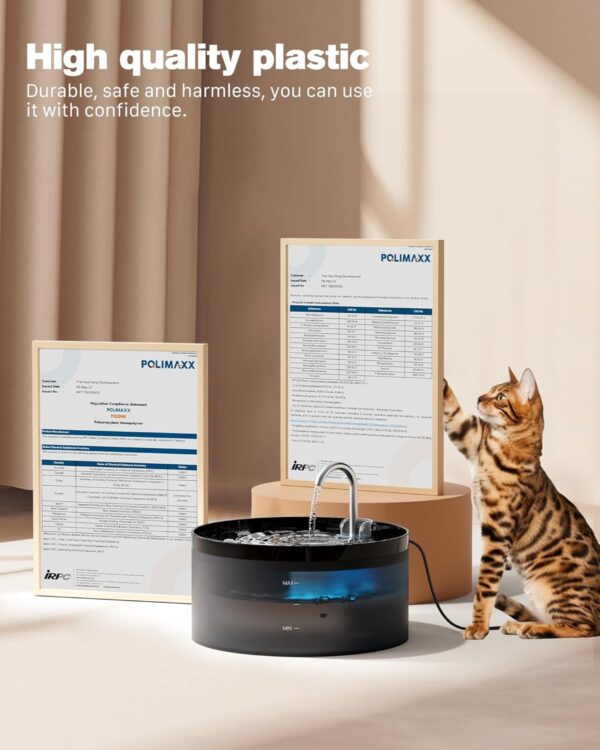 Cat Water Fountain: 108oz/3.2L Cat Fountain Super Silent Pet Drinking Dispenser - Water Fountains for Kitty Indoor - Quiet Pump and Faucet Design - Suitable for Cats and Dogs - BEMOONY - Image 5