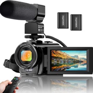 Video Camera Camcorder Digital YouTube Vlogging Camera Recorder FHD 1080P 24.0MP 3.0 Inch 270 Degree Rotation Screen 16X Digital Zoom Camcorder with Microphone,Remote Control and 2 Batteries