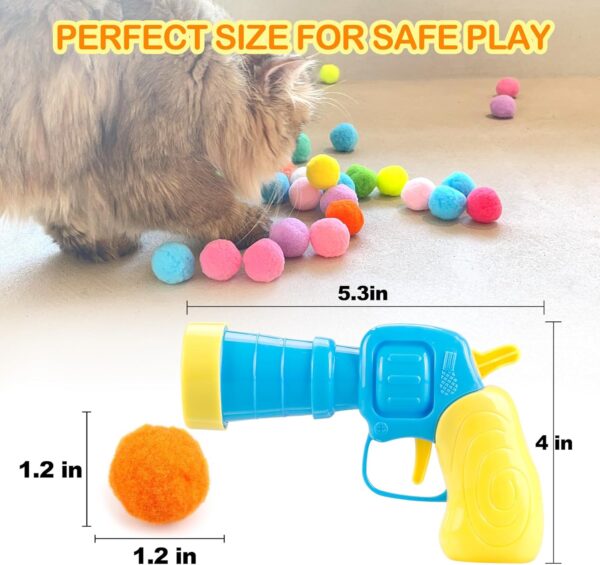31Pcs Cat Ball Toy Launcher Gun,Cat Balls Fetch Toy,30Pcs Plush Fuzzy Balls Launcher Cat Toy for Cats with 1 Gun,Funny Interactive Cat Toys for Bored Indoor Adult Cats,Cute Kitten Kitty Toys - Image 4