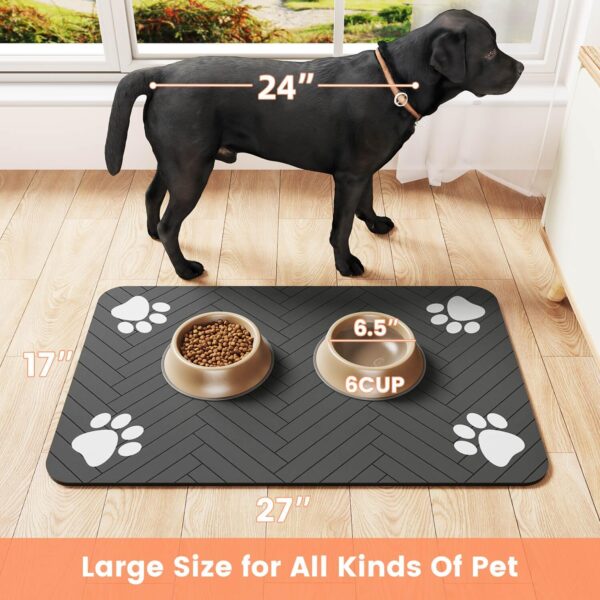 Pet Feeding Mat-Absorbent Pet Placemat for Food and Water Bowl, with Waterproof Rubber Backing, Quick Dry Water Dispenser Mat for Dog and Cat (12"x20", Striped Dark Gray) - Image 8