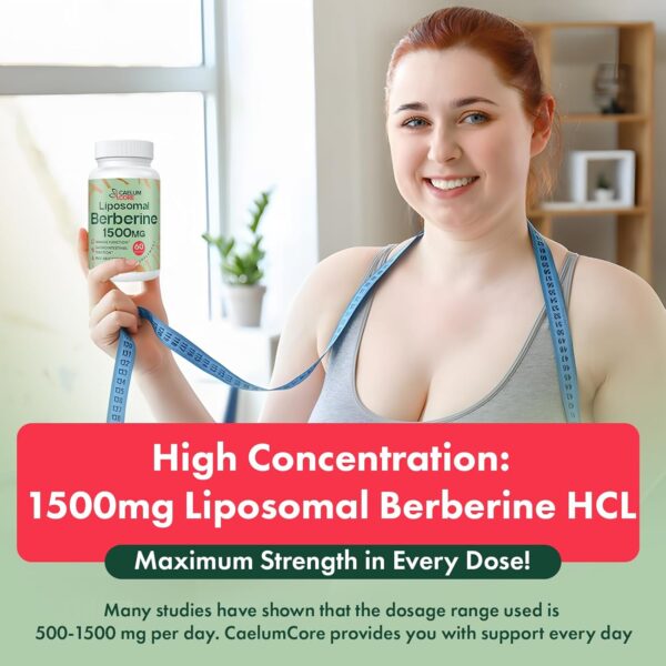 Liposomal Berberine HCL - Berberine 1500mg Activates AMPK & GLP-1, High Bioavailability Berberines Supplement for Women and Men, Berberine Plus Overall Health Support (1 Pack) - Image 3