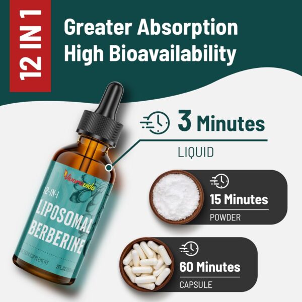 Berberine HCl Supplement 3000 mg - Liposomal Berberine HCl Liquid - AMPK Activator with Turmeric, Ceylon Cinnamon, 12 Natural Ingredients - 2 fl oz - Image 4