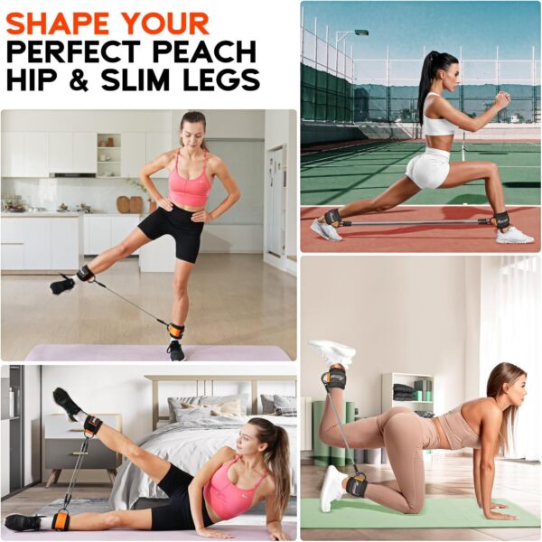 HPYGN Ankle Resistance Bands, Ankle Bands for Working Out with Cuffs, Resistance Bands for Leg Butt Training Workout Equipment for Kickbacks Hip Gluteus Training, Ankle Strap with Exercise Bands - Image 7