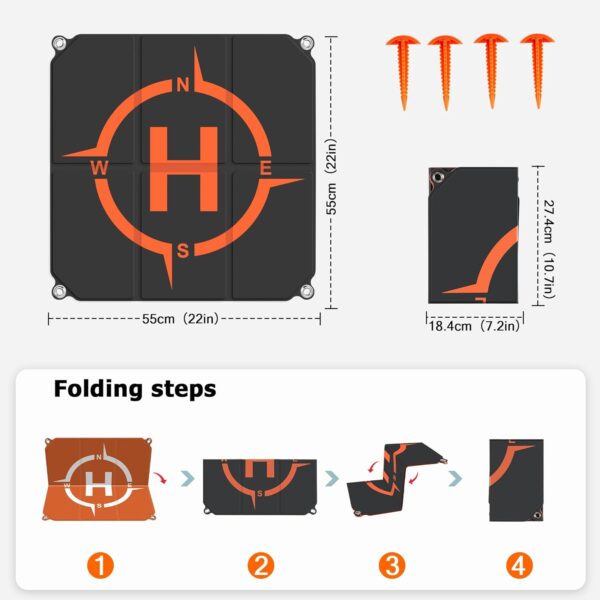 Drone Landing Pad Foldable (2x3 Fast-Fold),(22in/55cm) Double-Sided Waterproof Helipad for DJI Flip/Mini 4 Pro/AIR 3S/Neo/Mini 4k/Mini 3/Mini 2 se/Avata 2/Mavic Drone Accessories - Image 6