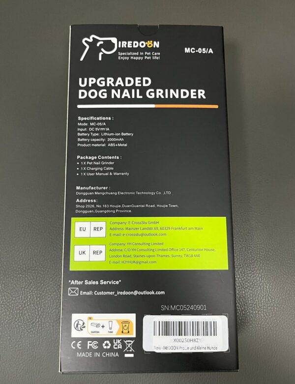 Dog Nail Grinder Upgraded - Professional 3-Speed Super Quiet and Low Vibration Electric Pet Nail Grinder with 4 LED Lights - Painless Paws Grooming & Smoothing for Small to Large Dogs (Black) - Image 8