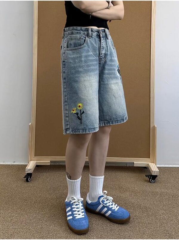EMMIOL Denim Shorts Embroidered Jorts Baggy Wide Leg Summer Casual Jean Shorts Y2K Hip-Hop 2025 Fashion Streetwear - Image 5