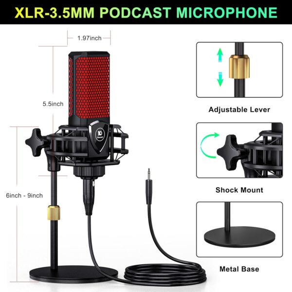 Podcast Microphone Bundle with Live Sound Board Audio Mixer, Podcast Equipment Bundle with 3.5mm Condenser Microphone for Pc/Phone Live Streaming Singing Gaming, Soundboard with Voice Changer, Denoise - Image 2