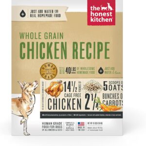 The Honest Kitchen Human Grade Dehydrated Whole Grain Dog Food – Complete Meal or Topper – Chicken 10 lb (makes 40 lbs)