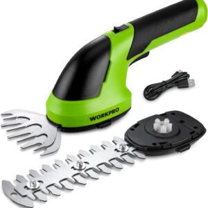 WORKPRO Cordless Grass Shear & Shrubbery Trimmer - 2 in 1 Handheld 7.2V Electric Grass Trimmer Hedge Shears/Grass Cutter Rechargeable Lithium-Ion Battery and Type-C Cable Included